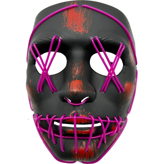 Studio Halloween Heavy Cross Hatch Eyes Mask With Purple Party Wire EL Light Up Costume Accessory