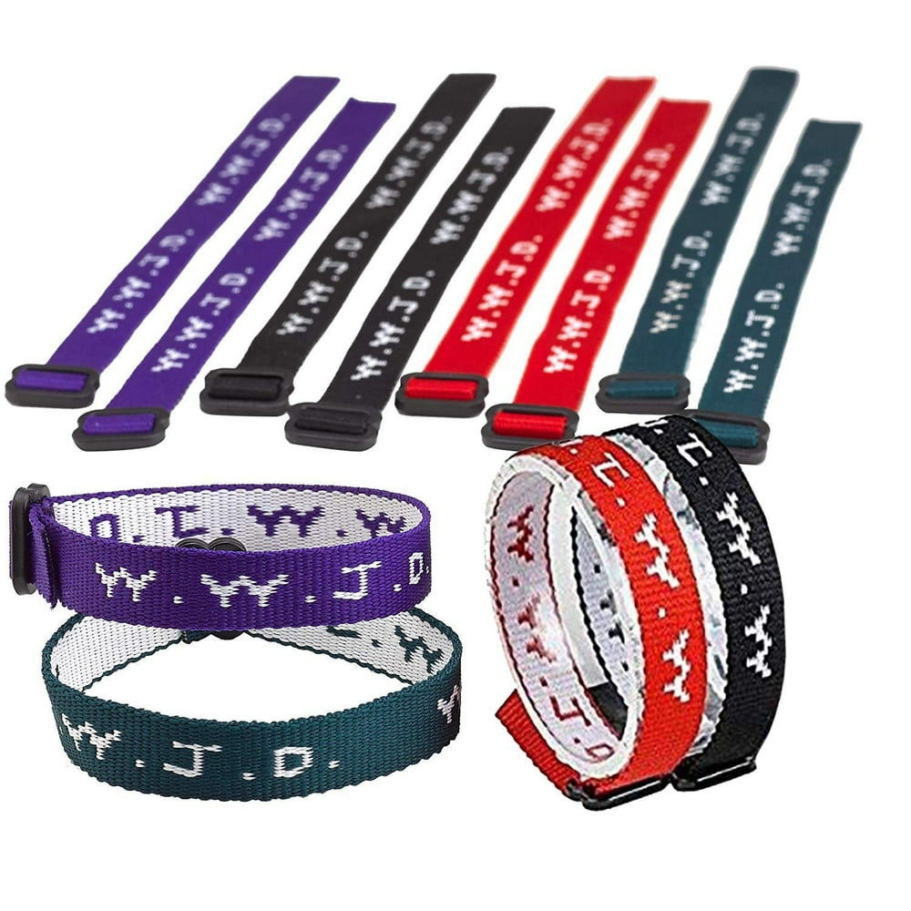 Religious Bracelets Adjustable Religious W.W.J.D Classic bing Wrist Band Pack of 12