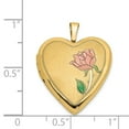 thumbnail image 4 of Lockets 14K Pink and Green Enamel Rose 20mm Heart Locket, 4 of 7