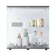 thumbnail image 6 of 2-Tier Display Cabinet,Glass Display Cabinet with Doors,Large Capacity Floor Standing Glass Curio Bookshelf For Living Room Bedroom Office,35.35"x31.69"x14.37", 6 of 9