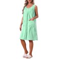 thumbnail image 4 of INSPIRE CHIC Womens Shower Towel Snaps Wearable Dress Terry Wrap Bathrobe Spa Towelling Cover Up Gym Shower Bath Robe M Mint Green, 4 of 6