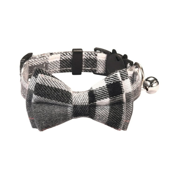 Collar for Cat Pet Breakaway with Bell Bowtie Detachable Bow Adjustable Safety Kitten Puppy Girl Boy Plaid Collar(7.09~11.03Inch,B)