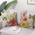 Throw Pillow Covers 18x18 Set of 4 Decorative Spring Pillow Covers Linen Flower Butterfly