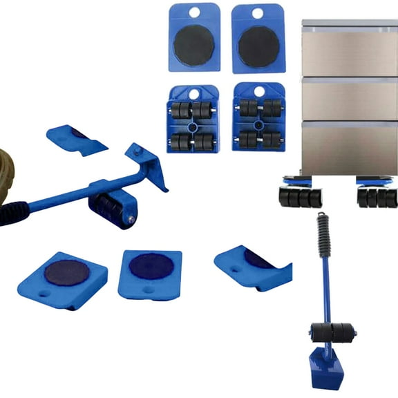 Clearance!5 In 1 Moving Heavy Duty Furniture  Lifter Moving Tools Set Convenient Tool,   Handling Tool for  Furniture, 1 pcs Lever 4 pcs Sliders  for Sofas Refrigerators
