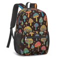 thumbnail image 2 of Mushroom and Star Black Pattern 17" School Backpacks for Teens,Waterproof Oxford Fabric,S-Shape Padded Straps for School,Travel,Hiking,Camping, 2 of 6