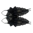 thumbnail image 4 of Body de encaje ajustable para mujer, elegante, transpirable, decoración con lazo, escote en V profundo, para el hogar, negro, talla libre, 4 of 8