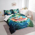 thumbnail image 2 of Manfei Pool Watermelon Cat Full Size Bedding Sets, Hello Summer Full Size Bed in a Bag, Turquoise, Reversible, 7pcs, 2 of 6