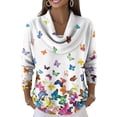 thumbnail image 2 of Dwralegc Womens Sweaters Loose Printed Scrub Cowl Neck Knit Pullover Long Sleeve Blouses Jumper Casual Autumn and Winter Sweater Multicolor S, 2 of 5