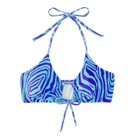 ZQGJB Women Leopard Bikini Top Only - Supportive Swimsuit Top Adjustable Strap Large Bust Bathing Suit Top 2025 Cut Out Twist Swim Top(Blue L)
