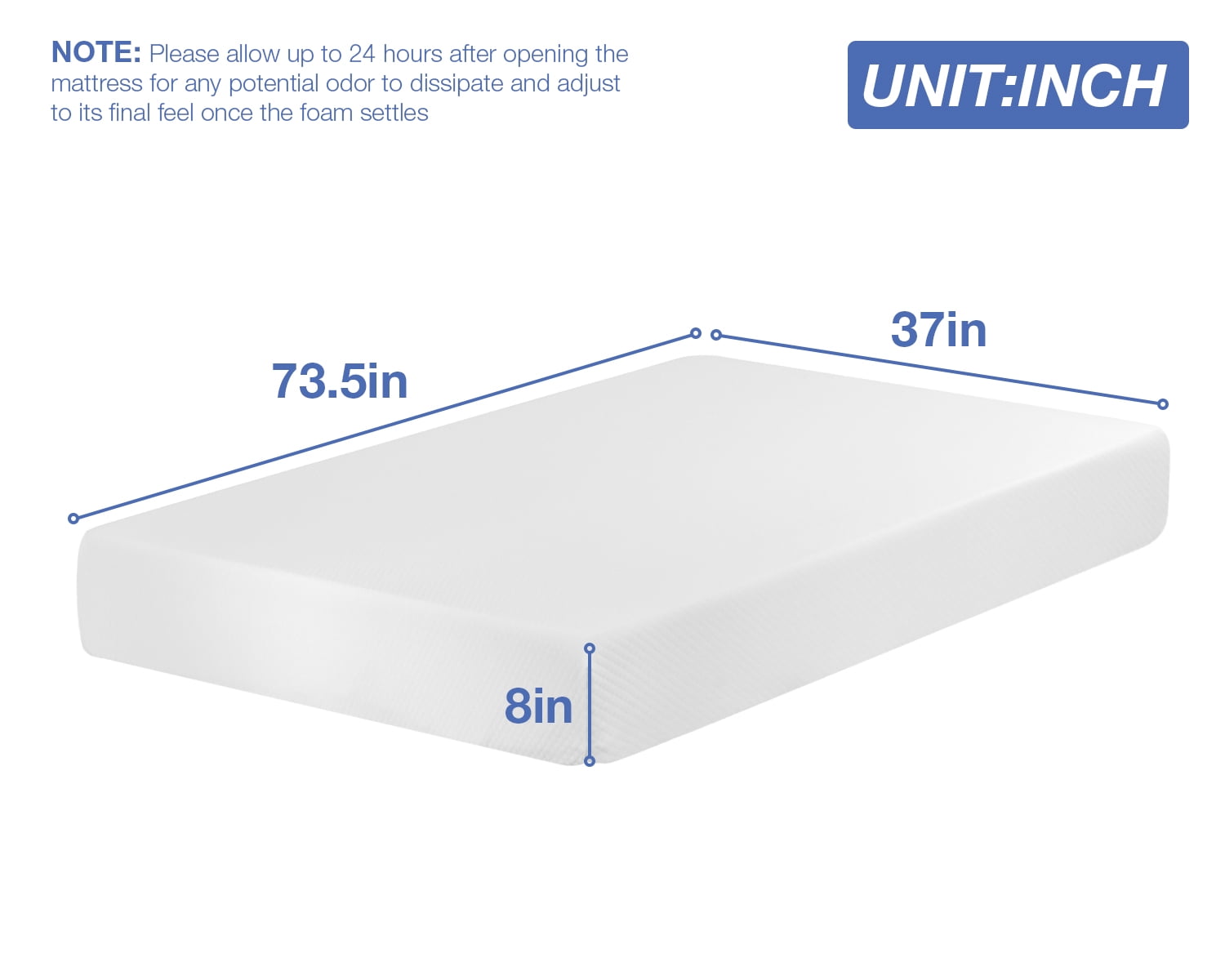 8 Inch Twin Mattress Gel Memory Foam Mattress with Breathable Cover, Medium Firm, In a Box, White