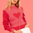 thumbnail image 4 of Utoimkio Cable Knit Turtleneck Sweater Women's Soft Heart Print Pullover Sweaters for Women, 4 of 4