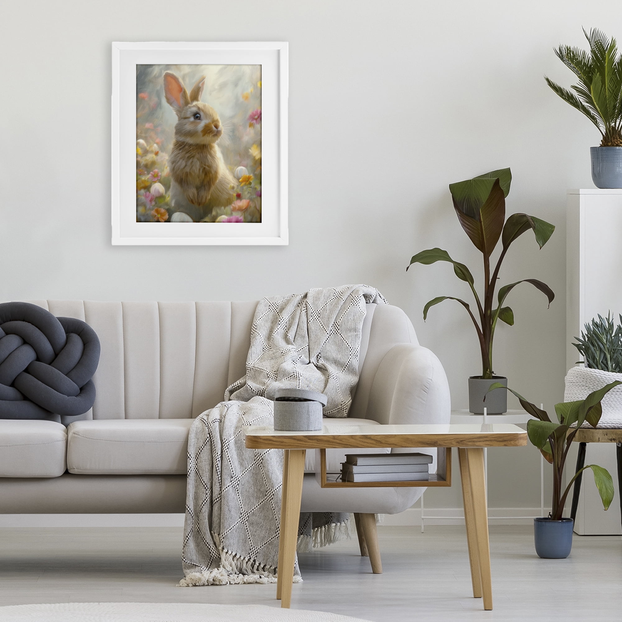 Stupell Industries Bunny Dreams Meadow White Framed Print Under Glass, design by Kim Allen