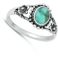 thumbnail image 4 of CHOOSE YOUR COLOR Flower Bali Simulated Turquoise Wholesale Ring .925 Sterling Silver Band Blue CZ Female Size 7, 4 of 4