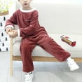 thumbnail image 5 of BRGZLK Kids Thermal Underwear Set Solid Color Cozy Warm Boys Girls Long Sleeve Winter Home Wear Long Sleeved Shirts Red 3-4 Years, 5 of 5