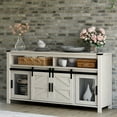 thumbnail image 3 of WAMPAT 59" Farmhouse TV Stand for 65 Inch TV, Wood Entertainment Center with Sliding Barn Doors & Mesh Doors, Antique White, 3 of 10