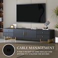 thumbnail image 3 of TV Stand with 2 Doors and 4 Drawers, TV Cabinet Furniture for TVs up to 65", Television Stand with Metal Legs, Modern Entertainment Center, TUANLUO TV Stand for Living Room Bedroom, Black, 3 of 10