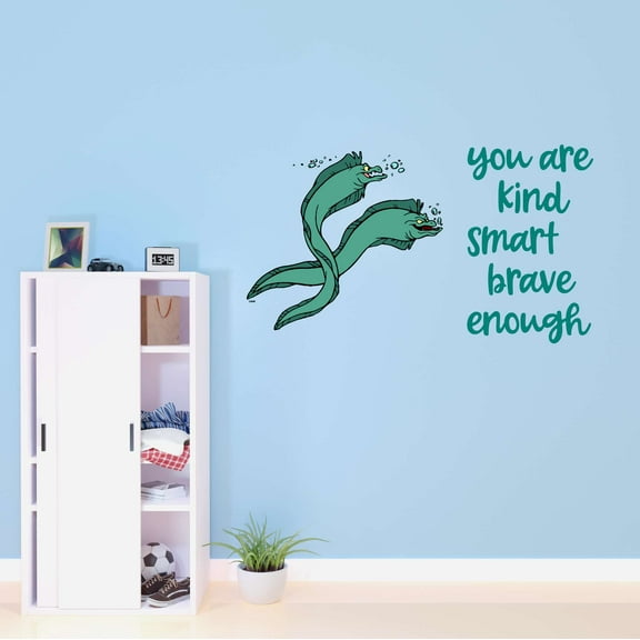 ELE Smart Brave Dream Big Little Mermaid Dolphin Colorful Fish Salt Water Princess Creatures Seahorse Queen Sweet Unicorn Lovely Dream Decorating Wall Decal Sticker - Size: 20 In X 12 In