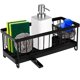 thumbnail image 1 of Soporte para esponja de fregadero, escurridor de esponja para platos, organizador de fregadero de cocina de acero inoxidable con compartimento, dispensador de jabón para platos, soporte para cepillos, 1 of 8