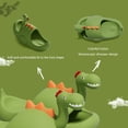 thumbnail image 3 of Pantuflas de dinosaurio Dinosaurio 3D lindos toboganes punta abierta antideslizante suave cómodo secado rápido (verde militar 35, 3 of 5