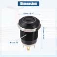 thumbnail image 5 of 2pcs 12mm 0.47" Car Auto Self Locking Latching Push Button Switch Interior 12V 4 Pin Round Green Light, 5 of 6