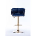 thumbnail image 3 of Set of 2 Bar Stools,with Chrome Footrest and Base Swivel Height Adjustable Mechanical Lifting Velvet + Golden Leg Simple Bar Stoo,Navy, 3 of 9