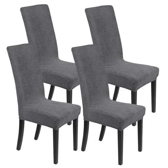 Uxcel Waterproof Chair Cover Set of 4, Dining Room Stretch Jacquard Chair Covers Protectors Washable Chair Slipcovers [Dark Grey]