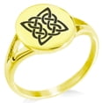 thumbnail image 1 of Stainless Steel Celtic Quaternary Eternity Knot Minimalist Oval Top Polished Statement Signet Ring, 1 of 1