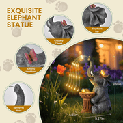 Solar Garden Decor Watering Elephant, Outdoor Statue Solar Light Decoration, Housewarming Gift, Birthday Gift for Women, Mom, Grandma