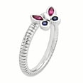 thumbnail image 3 of Created Ruby and Created Sapphire Sterling Silver Butterfly Ring, 3 of 7