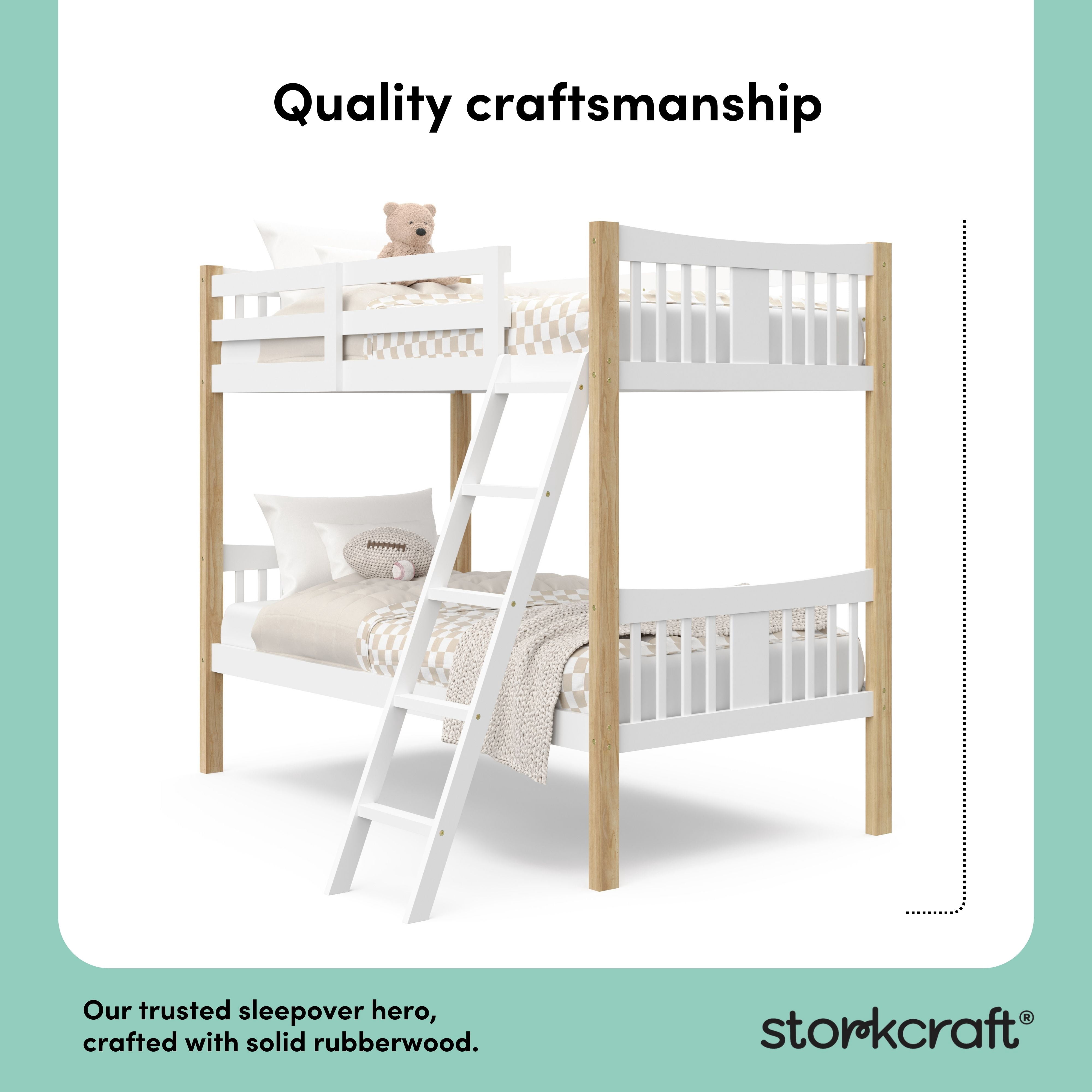 Storkcraft Caribou Twin over Twin Bunk Bed, White/Natural
