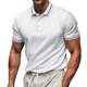 thumbnail image 1 of Blusa y camisa de manga corta con cuello vuelto para hombre, informal, lisa, de manga corta, con botones y cuello vuelto, de poliéster., 1 of 8