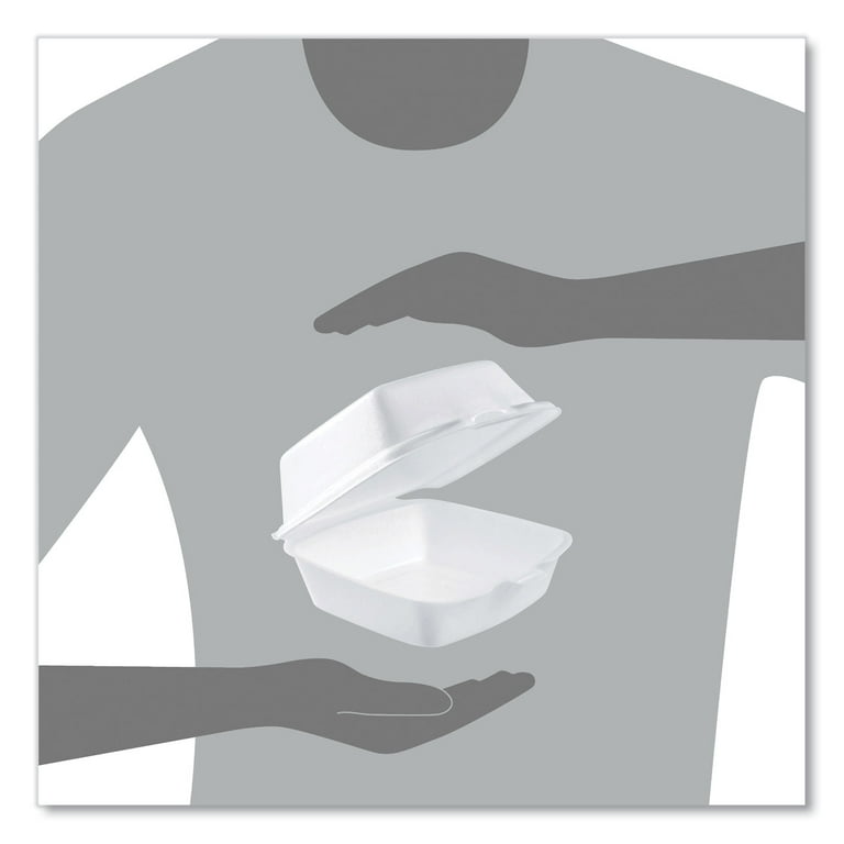 Foam Hinged Lid Containers, 5.38 x 5.5 x 2.88, White, 500/Carton Foam Hinged Lid Containers, 5.38 x 5.5 x 2.88, White, 500/Carton