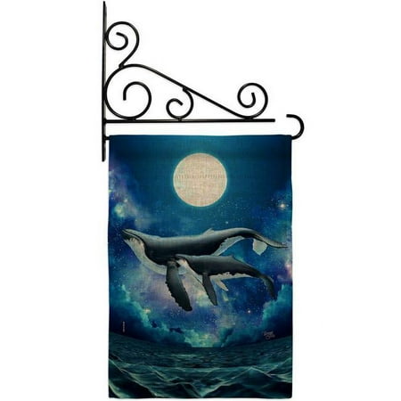 Breeze Decor GS120268-DB-03 Humpback Whales Animals Sea Creature 13 x 18.5. in. Double-Sided Decorative Horizontal House Garden Flag Set for Decoration Banner Yard Gift