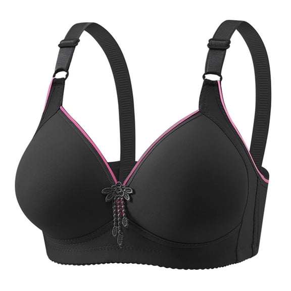 WCJM Women'S Nylon,Spandex Pink Nylon Underwear Womens Front Closure Bra Racerback Plus Size Unlined Underwire Full Coverage Bras
