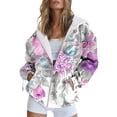 thumbnail image 2 of Dyfzdhu Zip Up Hoodie Women Trendy Floral Printed Long Sleeve Fall Jacket Hooded Sweatshirt With Pockets Plus Size, 2 of 4