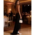 thumbnail image 4 of BABOMAREON Women’s Halter Deep V Neck Backless Maxi Dress Sleeveless Ruched Draped High Slit Evening Gown for Club Party Cocktail Formal Events, 4 of 6