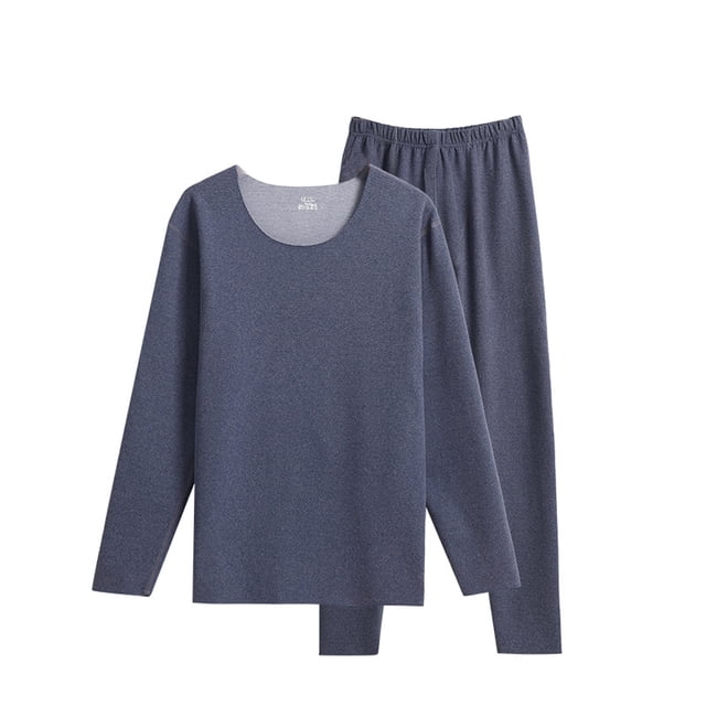 Qarigey Ropa interior térmica para hombre, cálida, suave, agradable a la piel, capa base, vestido cálido, ropa de invierno colorida, ropa interior de conjuntos de ropa Azul oscuro>L NO11 Qarigey AP013689-11