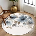 thumbnail image 2 of Round Rugs 8Ft, Blue Brown Spring Floral Round Area Rug Washable Indoor Throw Carpet, Watercolor Summer Botanical Large Non Slip Circle Rug for Kids Room RV Home Decor Aesthetic, 2 of 8