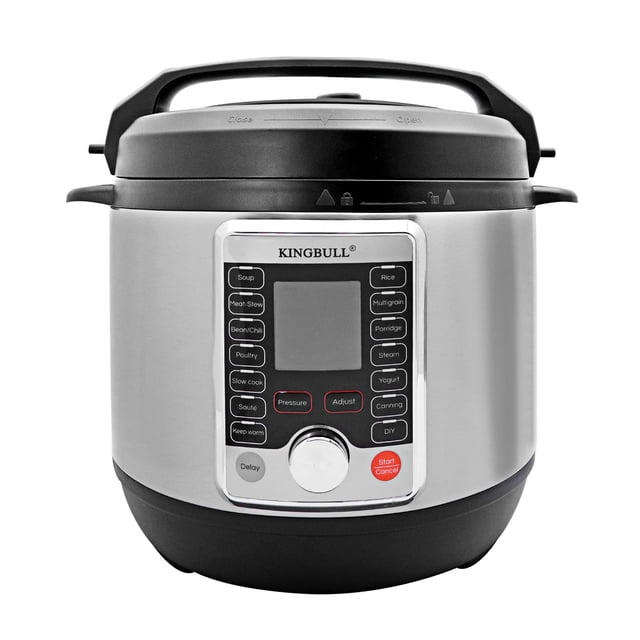 Olla a presión eléctrica KINGBULL 12 en 1, olla de cocción lenta, arrocera, vaporera, salteadora, yogurtera y calentador, programas de un solo toque, compatible con bricolaje, acero inoxidable/negro (