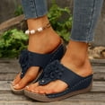 thumbnail image 3 of IUJSOY Orthopedic Sandals for Women Boho Flower Platform Flip Flops Wedges Comfortable Walking Shoes, 3 of 9