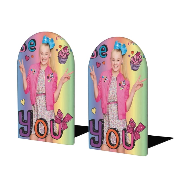 JoJo Siwa Sujetalibros decorativos temáticos, tope para estantería con base antideslizante, uso dual para hogar y oficina - 2 piezas
