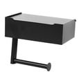 thumbnail image 4 of Caja de soporte para papel higiénico, soporte de papel higiénico montado en la pared de acero inoxidable negro con estante para baño, 4 of 5