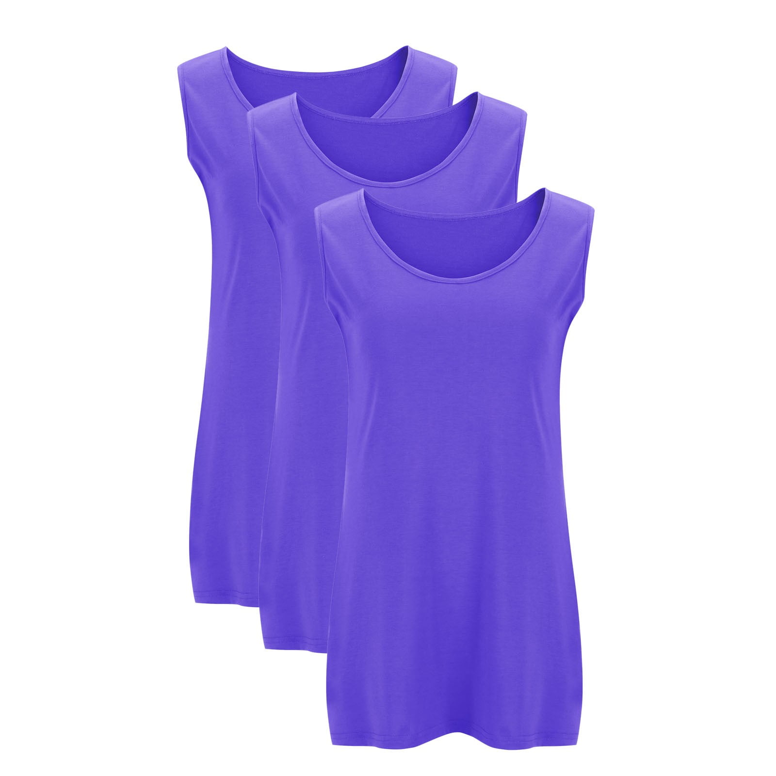 Fouhkni Plus Size Tank Tops for Women Sleeveless Round Neck Basic Loose Casual Plain Tunic Tops 3 Pack