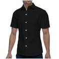 thumbnail image 1 of Men's Button Sleeve Lapel Short Sleeve Shirt - Polyester, Business Casual, Solid Color, Comfort Fit, 1 of 7