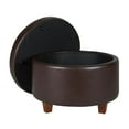 thumbnail image 3 of Leatherette Upholstered Wooden Ottoman with Single Button Tufted Lift Top Storage, Brown, Large, 3 of 9