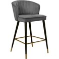 thumbnail image 4 of Meridian Furniture Cassie 28"H Velvet Counter Stool in Gray (Set of 2), 4 of 7