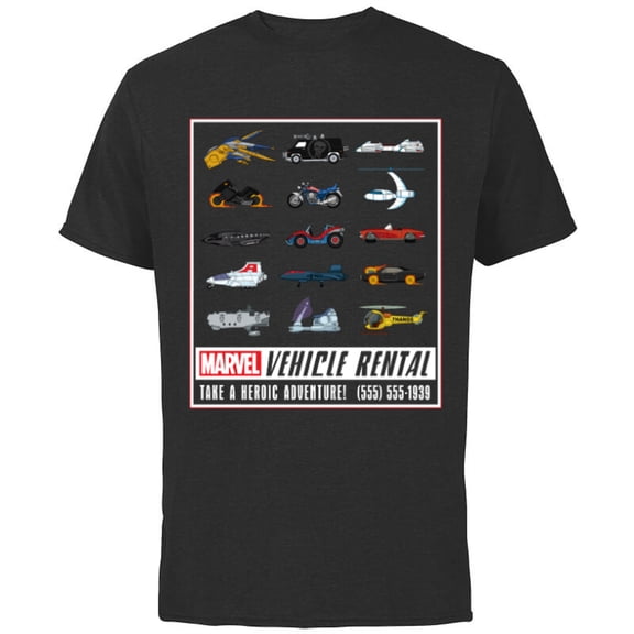 Marvel Super Hero Vehicle Rental Ad - Short Sleeve Cotton T-Shirt for Adults - Customized-Black