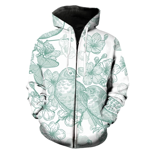 Sudadera con capucha y cremallera para hombre, diseño de mariposa de dibujos animados, con estampado 3D, estilo hip hop, de gran tamaño, divertida, de manga larga, para primavera