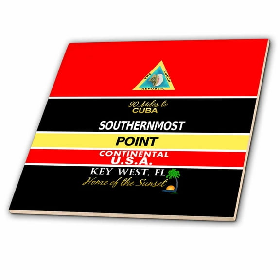 3dRose, Graphic based on the Southernmost Point Buoy in Key West Florida, 8 Inch Glass Tile