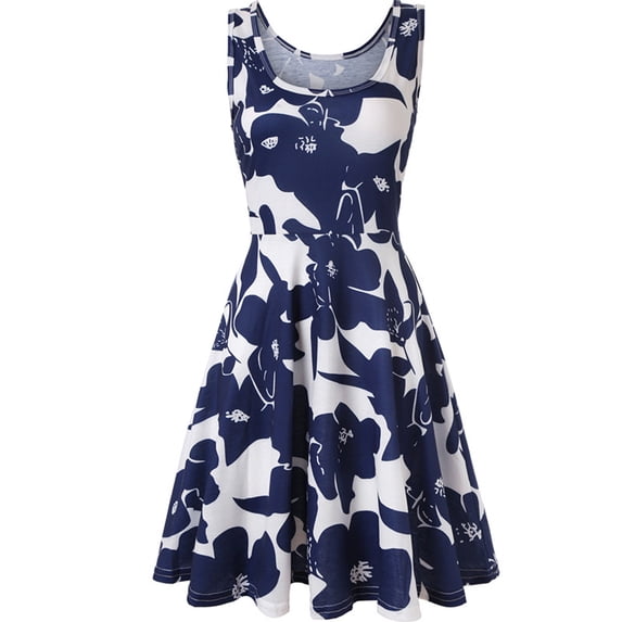 IROINNID A-Line Dress For Women Sleeveless Printed Skinny Tank Dress Long Dress V-Neck Knee-Length Dress
